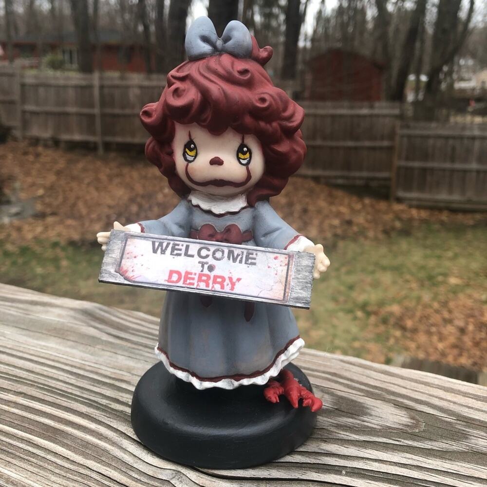 OOAK Creepy Odd Pennywise Fan IT Art Altered Precious Dreadful Moments Figurine
